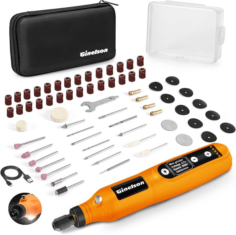 GINELSON Cordless Rotary Tool, 5 Variable Speed Mini Rotary Tool Kit with 70 Accessories, 3.7V Type-C Charging Power Rotary Tool for Engraving, Sanding, Polishing, Carving, Cutting, DIY Crafts - Image 1